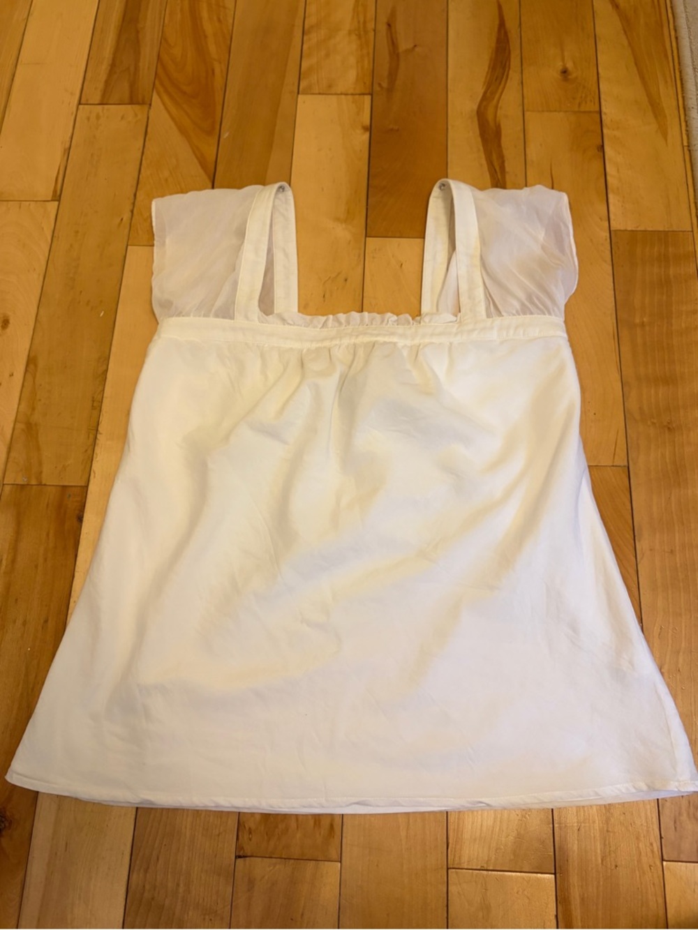 Silk and Cotton Square Neck Cap Sleeve White Blouse Top